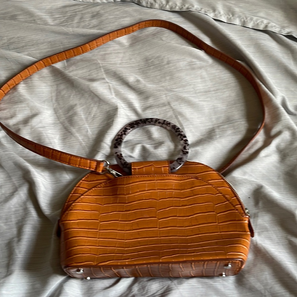 Zara cross body purse in faux crocodile with tortoise shell handles